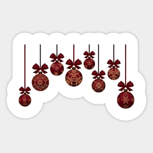 Red Christmas baubles with ornamental detail Sticker